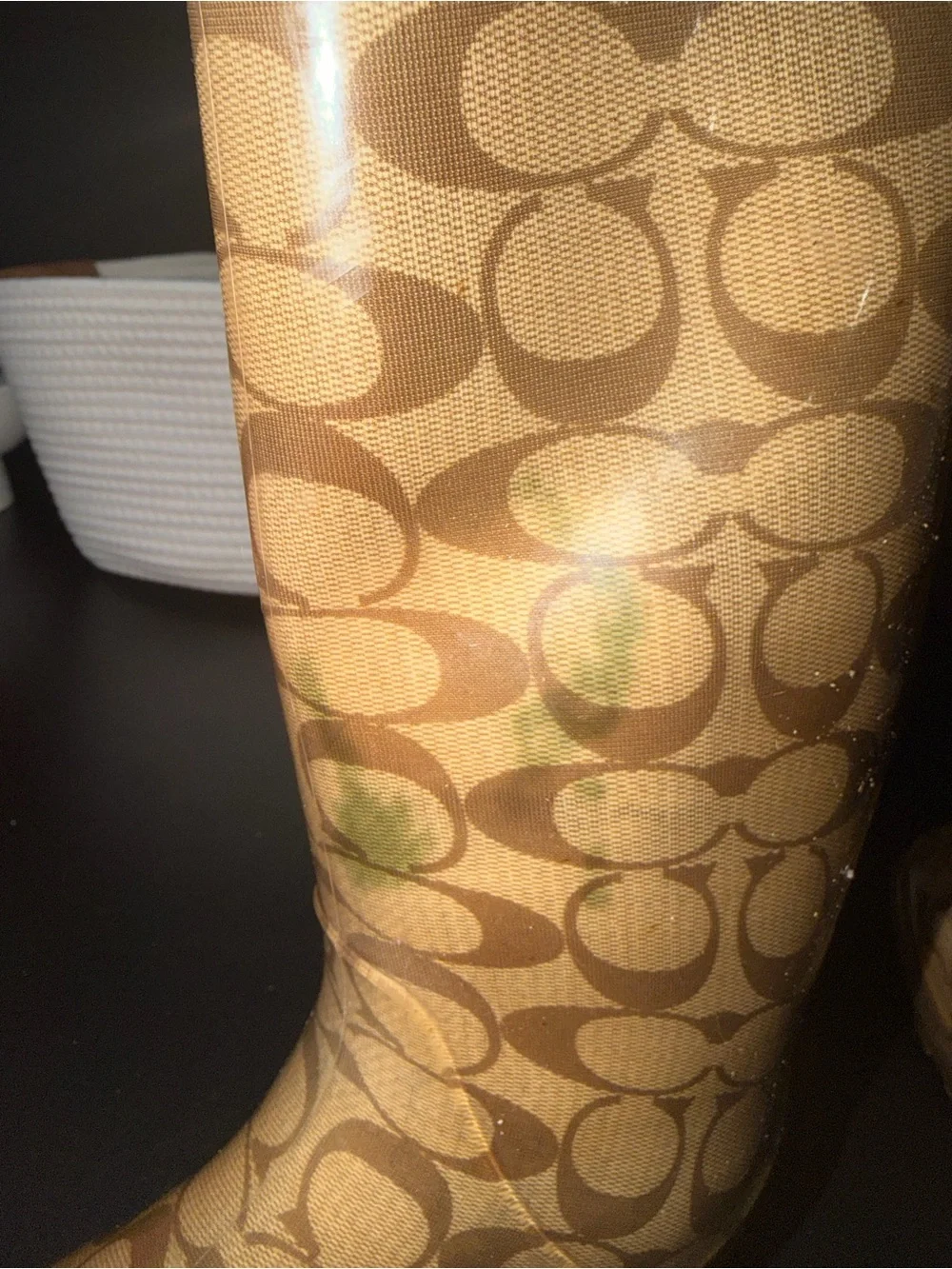 Coach Brown Signature Pattern Waterproof Tall Boots